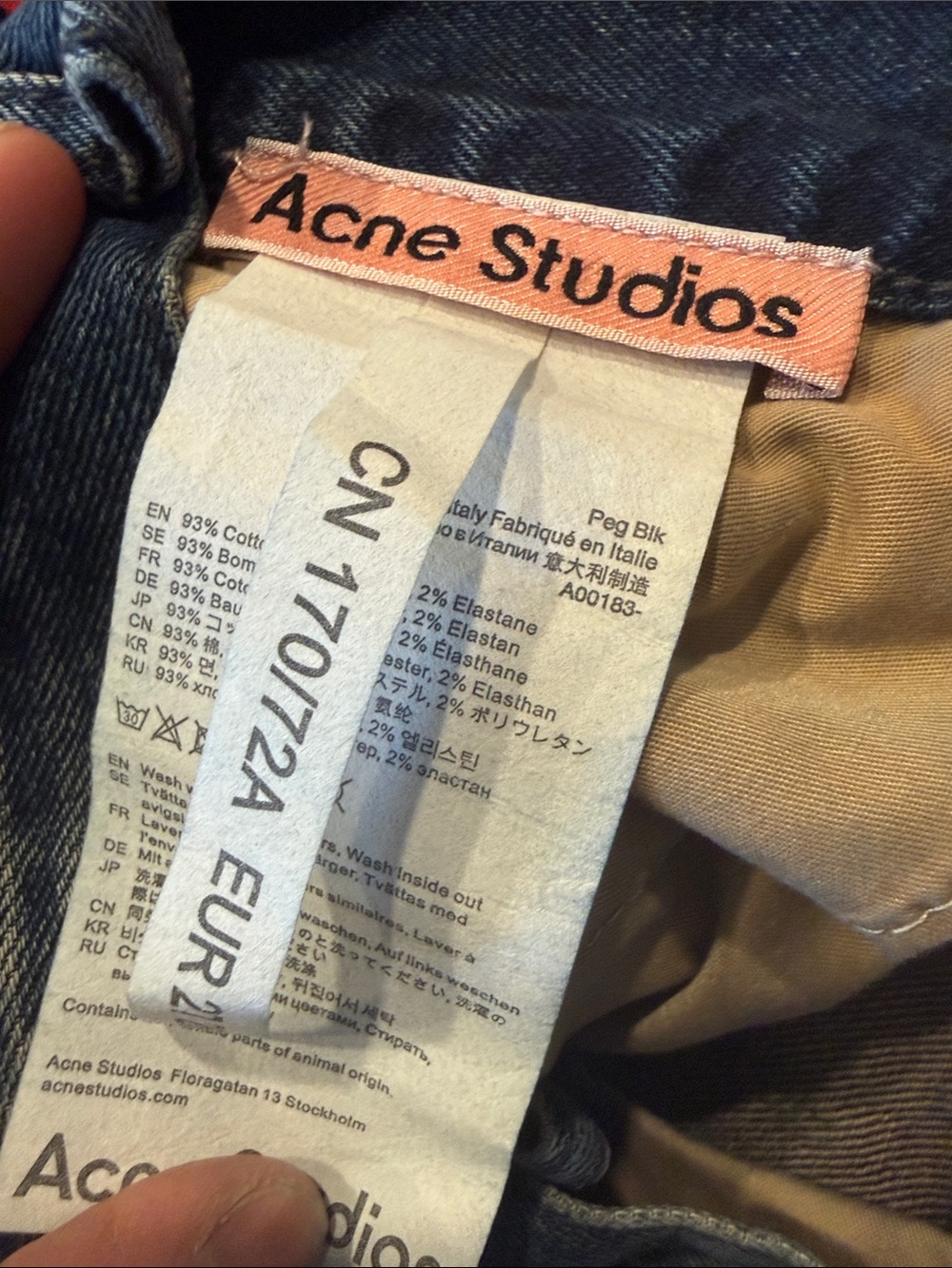 Acne Studios Denim skirt with Peach Logo Tag